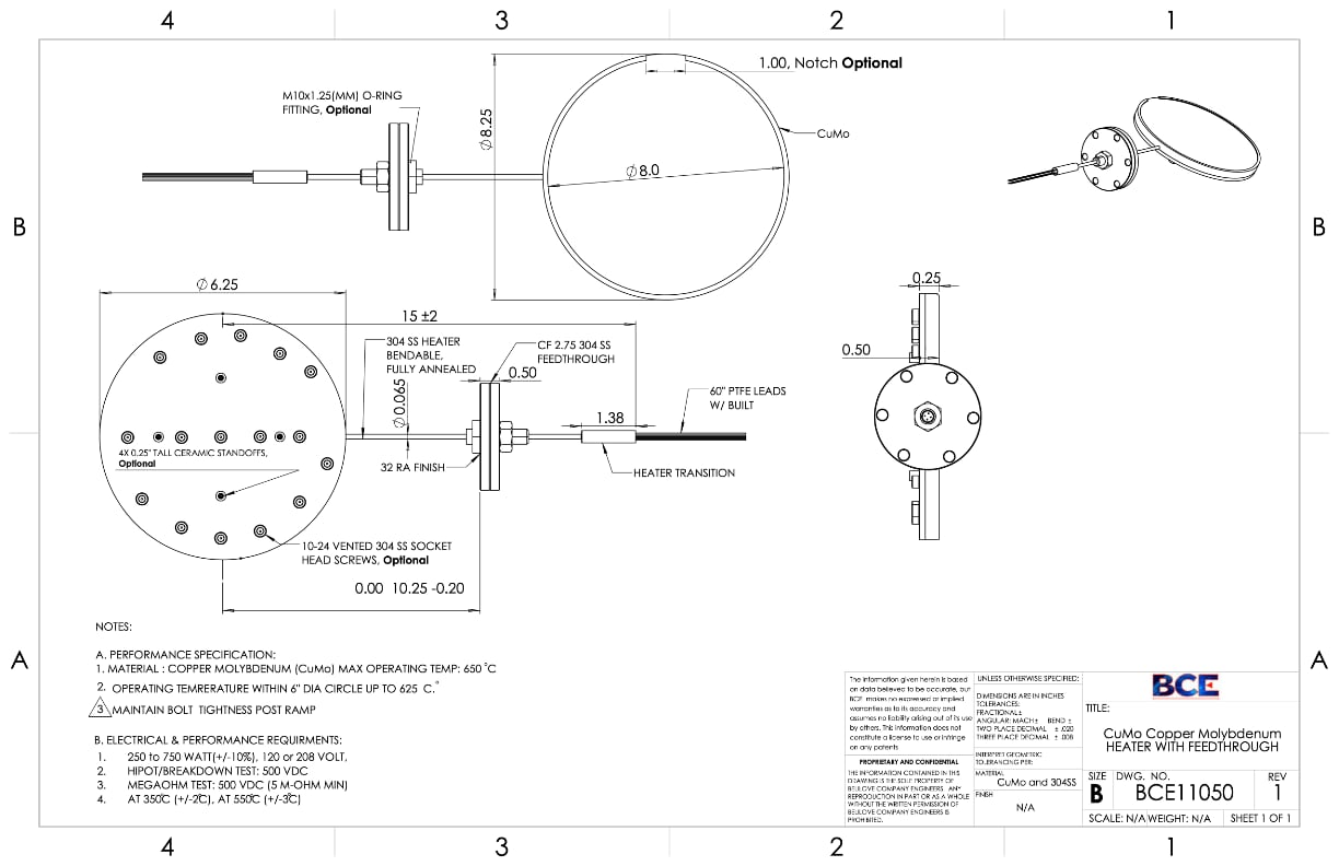 200mm 8&rdquo; Stainless Heater Chuck